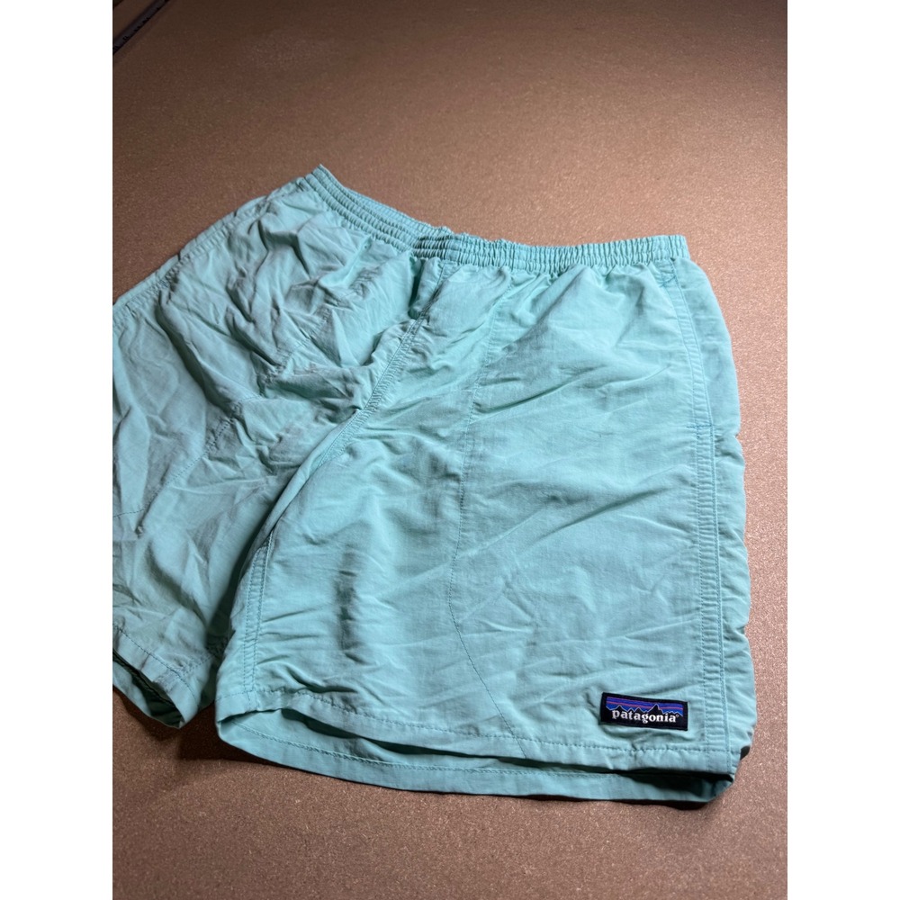 Patagonia Baggies Shorts Mens Medium Aqua Blue Green Mesh Lined 6 Inch Inseam
